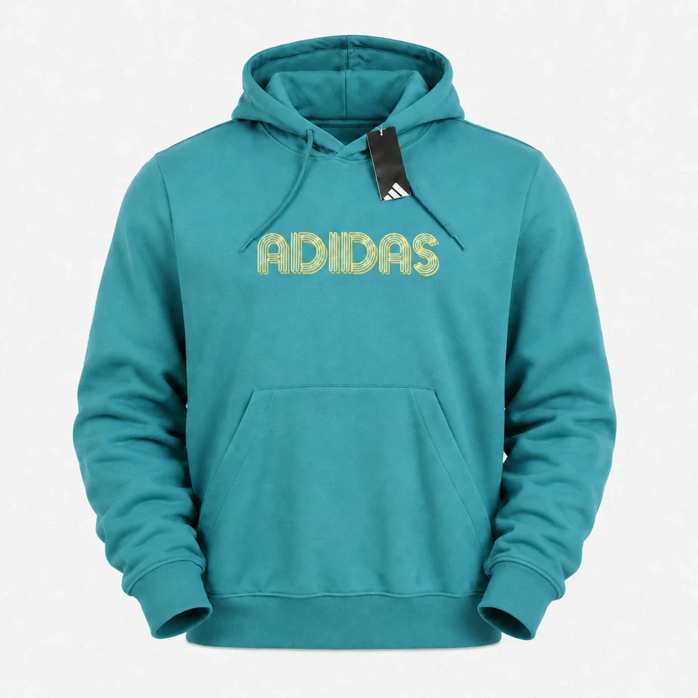 Adidas 3D Retro 70s Striped Logo Hoodie Mens 4XLT 4XL Tall Teal Disco Groovy NWT